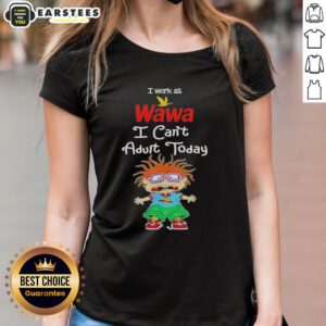 Funny Chuckie Finster shirt with 'I Work at Wawa, I Can't Adult Today' slogan, perfect for casual outings and Wawa fans.