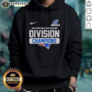 New England Patriots 2025 Super Wild Card Weekend Division Champions NFL hoodie, showcasing team pride and style.