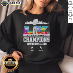 Retro Seattle Seahawks 2014-2025 Super Bowl LX Champions sweatshirt showcasing team pride and vintage style.