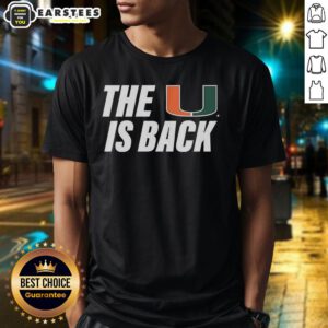 Hot Miami Hurricanes NCAA The U Is Back T-Shirt featuring vibrant team colors and logo, perfect for fans and supporters.