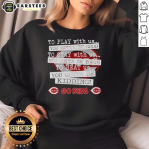 Cozy sweatshirt featuring 'Nice Go Cincinnati Reds' design, perfect for fans to show team spirit while staying warm.