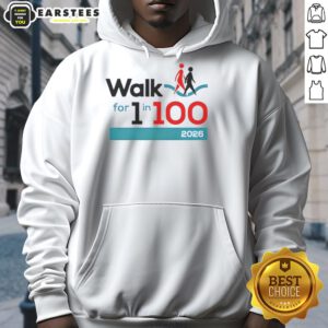 Nice Walk for 1 in 100 2026 Event Awareness Campaign hoodie showcasing vibrant design and supportive message.