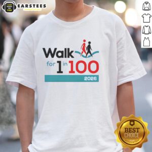 Nice Walk For 1 In 100 2026 Event Awareness Campaign T-Shirt featuring vibrant design promoting awareness.