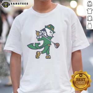 Awesome Notre Dame Fighting Irish golf T-shirt featuring bold logo and vibrant colors, perfect for fans on the course.