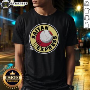 Awesome Saiyan Express T-Shirt featuring vibrant colors and iconic anime design for fans of Dragon Ball Z.