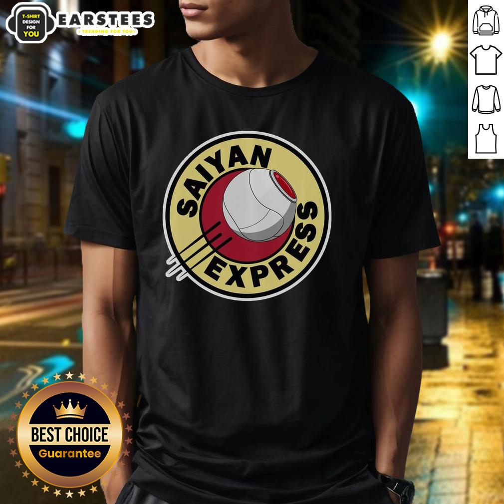Awesome Saiyan Express T-Shirt featuring vibrant colors and iconic anime design for fans of Dragon Ball Z.