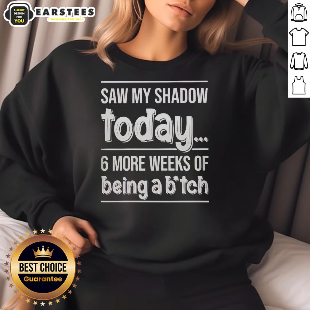 Awesome Saw My Shadow Today sweatshirt featuring a playful design about 6 more weeks of winter fun.