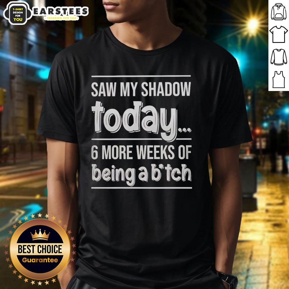 Awesome Saw My Shadow Today t-shirt, featuring a humorous design about 6 more weeks of winter.