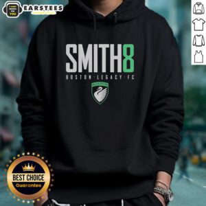Awesome Smith 8 Sammy Smith Boston Legacy FC logo hoodie featuring vibrant colors and stylish design.