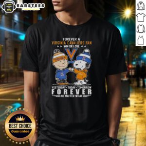 Alt Text: Awesome Virginia Cavaliers Snoopy and Charlie Brown Forever A Fan Win or Lose T-Shirt in blue, showcasing team spirit.