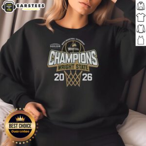 Alt Text: Wright State Raiders 2026 Horizon League Men's Basketball Tournament Champions sweatshirt in vibrant colors.