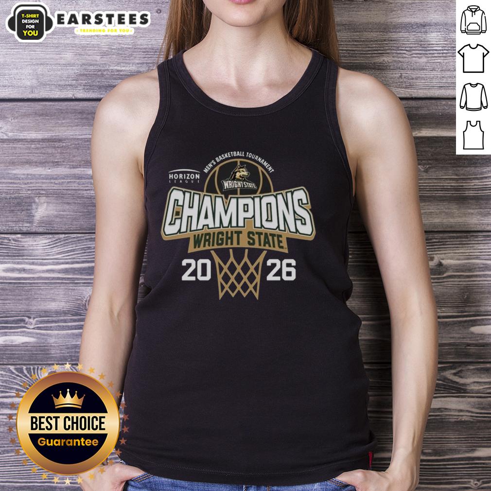 Wright State Raiders 2026 Horizon League Men's Basketball Tournament Champions tank top design featuring team colors.