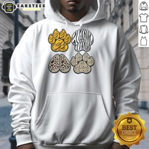 Cute animal print paws hoodie featuring playful paw designs, perfect for pet lovers and cozy outfits.