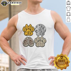 Cute animal print paws tank top featuring playful paw designs on a soft fabric, perfect for pet lovers.
