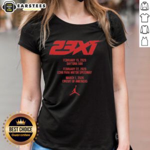 Good 23xi Racing NASCAR Tour 2026 Ladies Tee featuring vibrant team colors and stylish design for race fans.