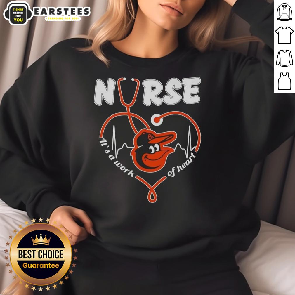Good Baltimore Orioles MLB nurse sweatshirt featuring a stethoscope, perfect for healthcare fans and baseball lovers.
