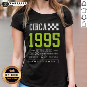 Good Circa 1995 retro classic ladies tee featuring vibrant colors and a stylish vintage design for trendy casual wear.