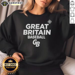 Good Great Britain National Baseball Team logo sweatshirt featuring vibrant colors and sports design for fans.