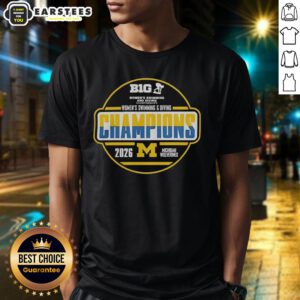 Good Michigan Wolverines Women's Swimming and Diving Big Ten Champions 2026 T-Shirt featuring team colors and logo.