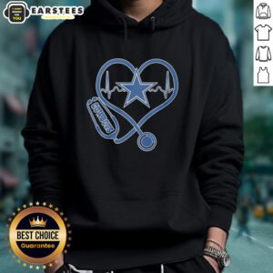 Good Nurse Heartbeat X Dallas Cowboys Logo Hoodie for nurses and fans, showcasing style and team spirit.