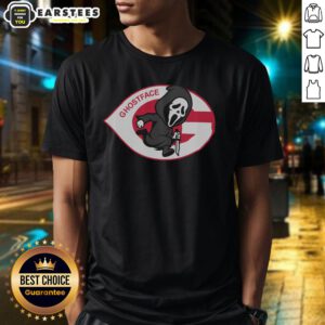 Alt Text: Good Runnin' Ghostface Cincinnati Reds T-Shirt featuring a bold graphic design and vibrant colors for fans.
