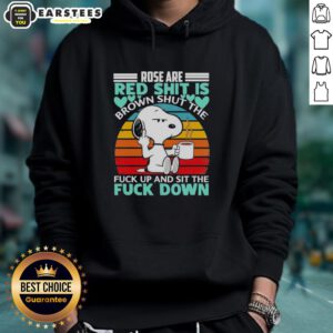 Vintage hoodie featuring 'Good Snoopy - Rose Are Red, Shit Is Brown' design for humorous fashion and cozy style.