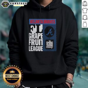 Hot Atlanta Braves Grapefruit League Spring Training 2026 hoodie displayed on a hanger, showcasing team colors and logo.