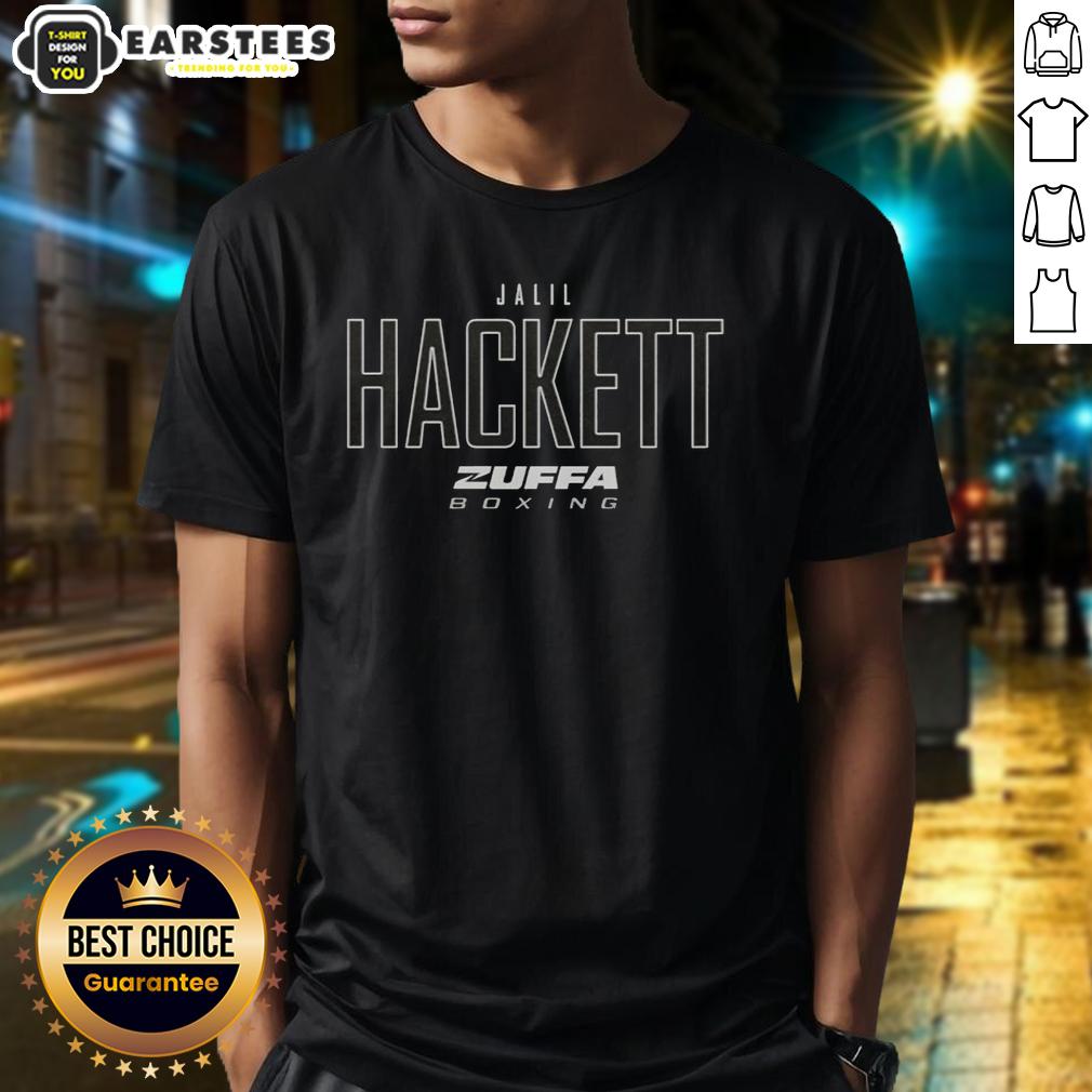 Alt Text: Hot Jalil Hackett Zuffa Boxing Elite T-Shirt featuring bold graphics and a stylish design for boxing enthusiasts.