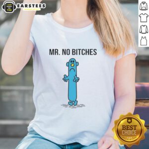 Hot Mr. Men of Roger Hargreaves Mr. No Bitches ladies tee featuring playful graphic and vibrant colors.
