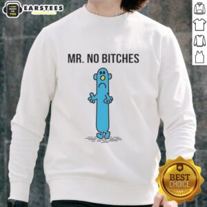 Hot Mr. Men sweatshirt featuring Mr. No Bitches by Roger Hargreaves, perfect for stylish fans of the classic series.