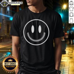 Alt Text: Nice Baseball Smiley Face T-Shirt featuring a cheerful baseball graphic, perfect for sports fans and casual wear.