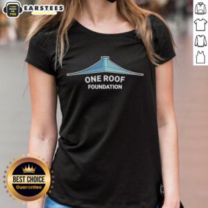 Seattle Kraken ladies tee with Nice One Roof foundation logo, showcasing team spirit and support for local initiatives.