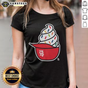 Stylish St. Louis Cardinals ice cream ladies tee featuring vibrant team colors and a fun design for fans.