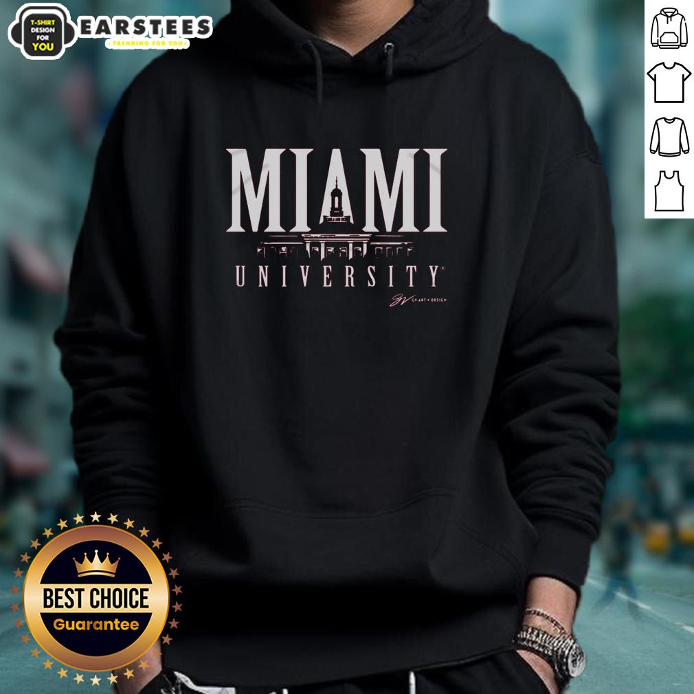 Official Miami University Bell Tower Hoodie featuring iconic campus design, perfect for students and alumni.