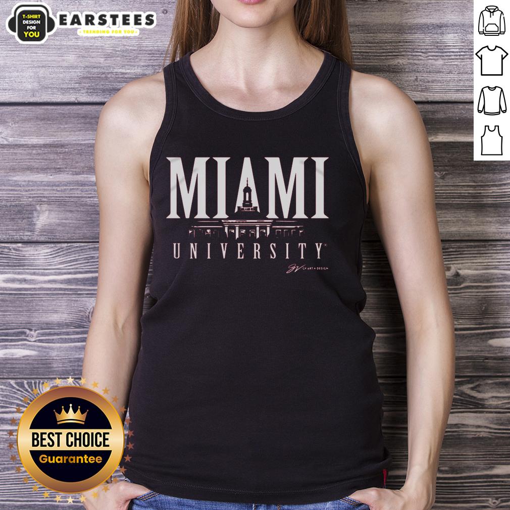 Alt Text: Official Miami University Bell Tower tank top featuring a vibrant design and the iconic bell tower logo.