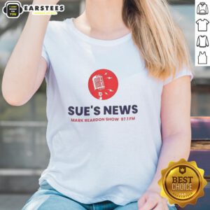 Official Mark Reardon Show 97.1 FM ladies' tee featuring the show logo and stylish design for fans.