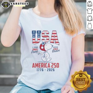 Original Snoopy wearing a flight helmet, celebrating 4th of July on a ladies tee, perfect for patriotic events.