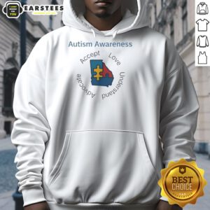 Premium Autism Awareness Georgia hoodie featuring a puzzle piece design with 'Accept, Love, Understand, Advocate' slogan.