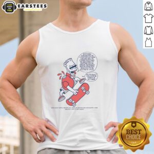 Premium Bart tank top featuring 'No Product Can Ever Be A Radical Act' slogan, perfect for casual wear and activism.