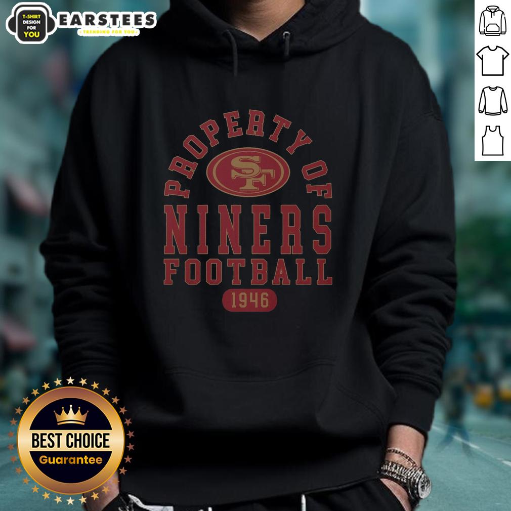 Premium San Francisco 49ers Property 1946 Hoodie in red and gold, showcasing team logo and stylish design for fans.