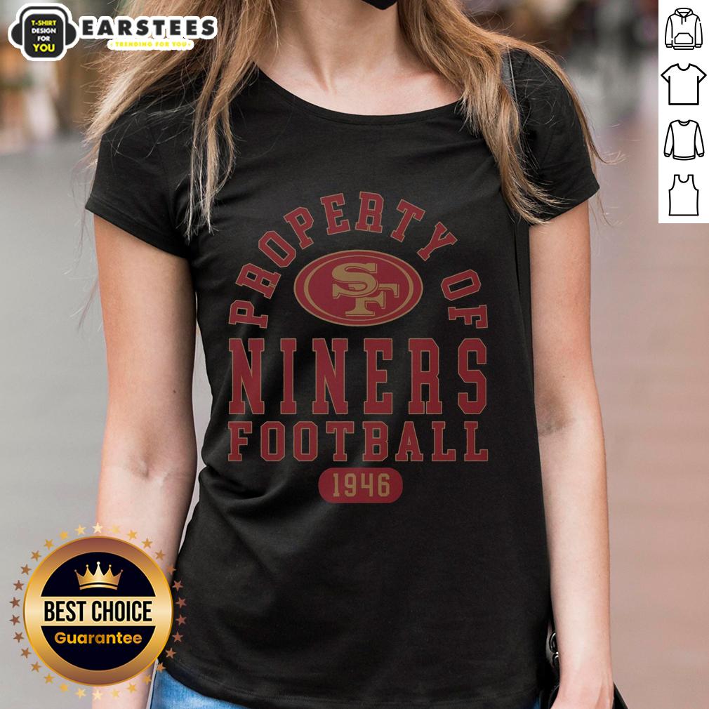 Premium San Francisco 49ers Property 1946 Ladies Tee featuring vibrant team colors and stylish design for fans.