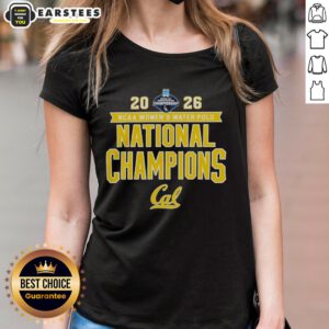 Cal Golden Bears 2026 NCAA Women's Water Polo National Champs victory ladies tee showcasing team pride and celebration.