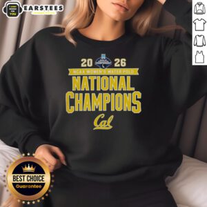 Cal Golden Bears NCAA Women's Water Polo National Champs 2026 victory sweatshirt, showcasing team pride and athletic spirit.