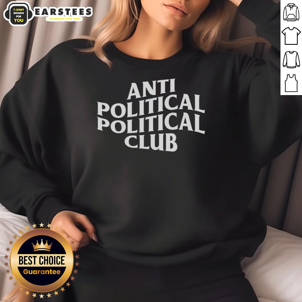 Awesome Anti-Political Political Club wavy sweatshirt in vibrant colors, perfect for casual wear and bold statements.