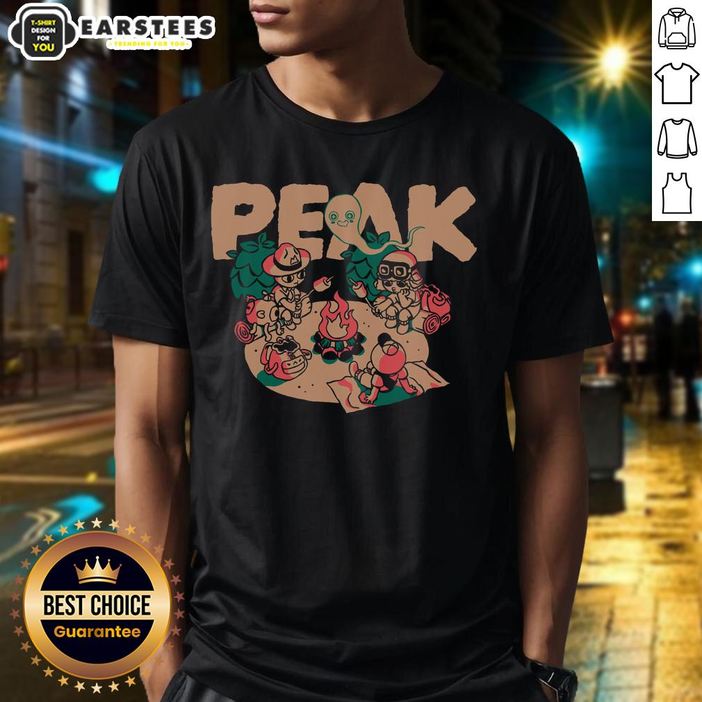 Awesome Peak Happy Campers T-Shirt featuring a vibrant camping design, perfect for outdoor enthusiasts and adventure lovers.