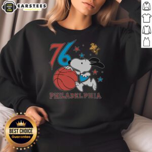 Alt Text: Awesome Sixers Snoopy 76 Philadelphia Sweatshirt featuring a stylish design for fans of the 76ers basketball team.