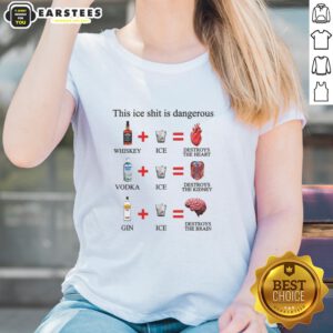 Awesome This Ice Shit Is Dangerous Alcohol Ladies Tee featuring bold graphic design on a stylish women's t-shirt.