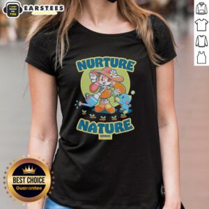 Cute cream rabbit and hedgehog design on Earth Day Chao Garden vintage ladies tee, perfect for eco-friendly fashion.