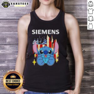 Cute Stitch-like Siemens USA flag tank top featuring vibrant colors and a stylish design for summer wear.