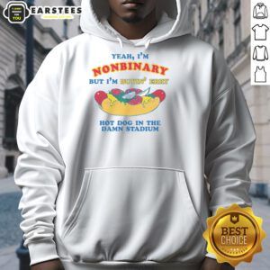Funny nonbinary hoodie featuring a playful slogan about buying hot dogs at the stadium, perfect for quirky fashion lovers.
